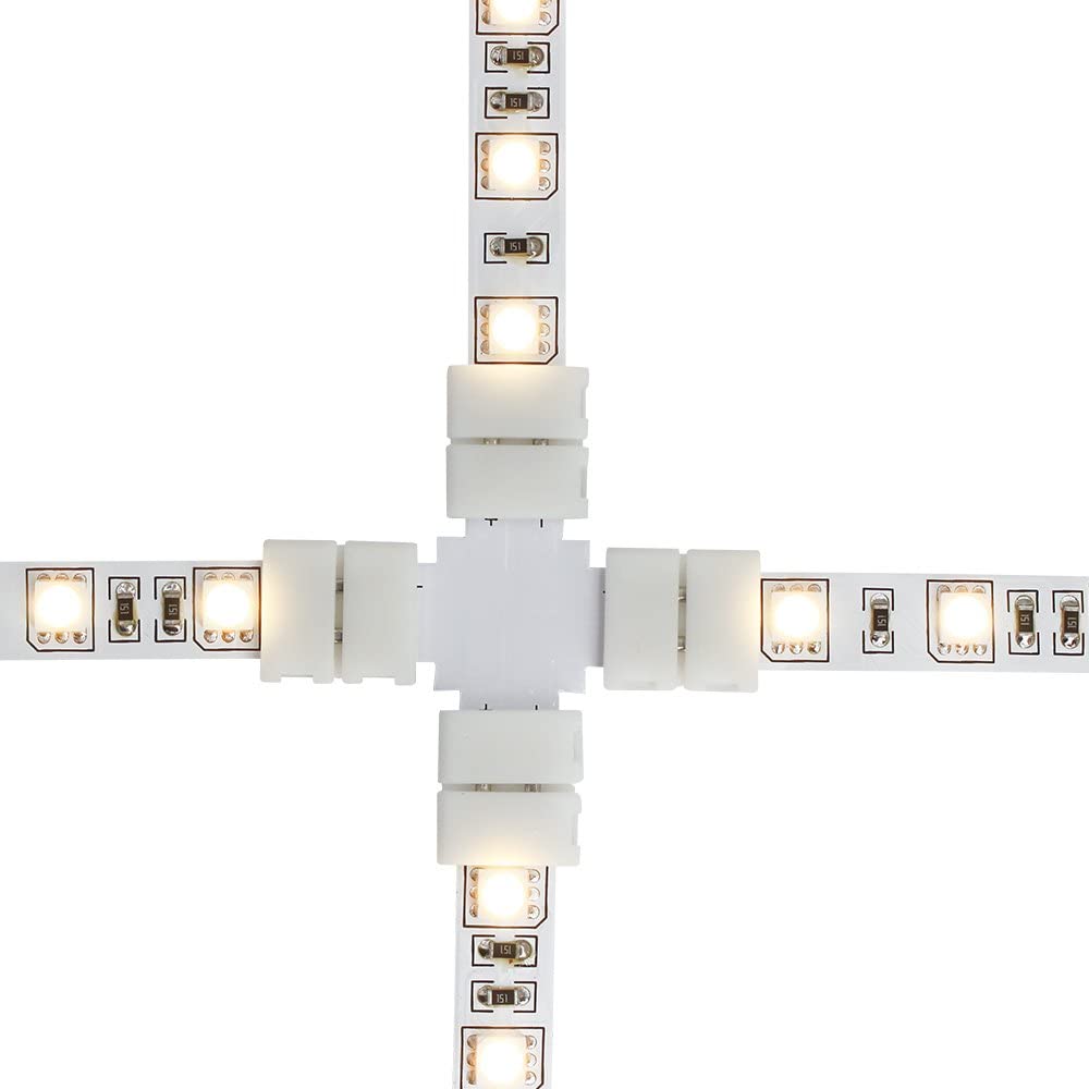 十 Shape 2 Pin Single Color LED Strip Solderless Connector For 10mm 2 Pin Single Color LED Strip Lights 十 Shape 2 Pin Single Color LED Strip Solderless Connector For 10mm 2 Pin Single Color LED Strip Lights